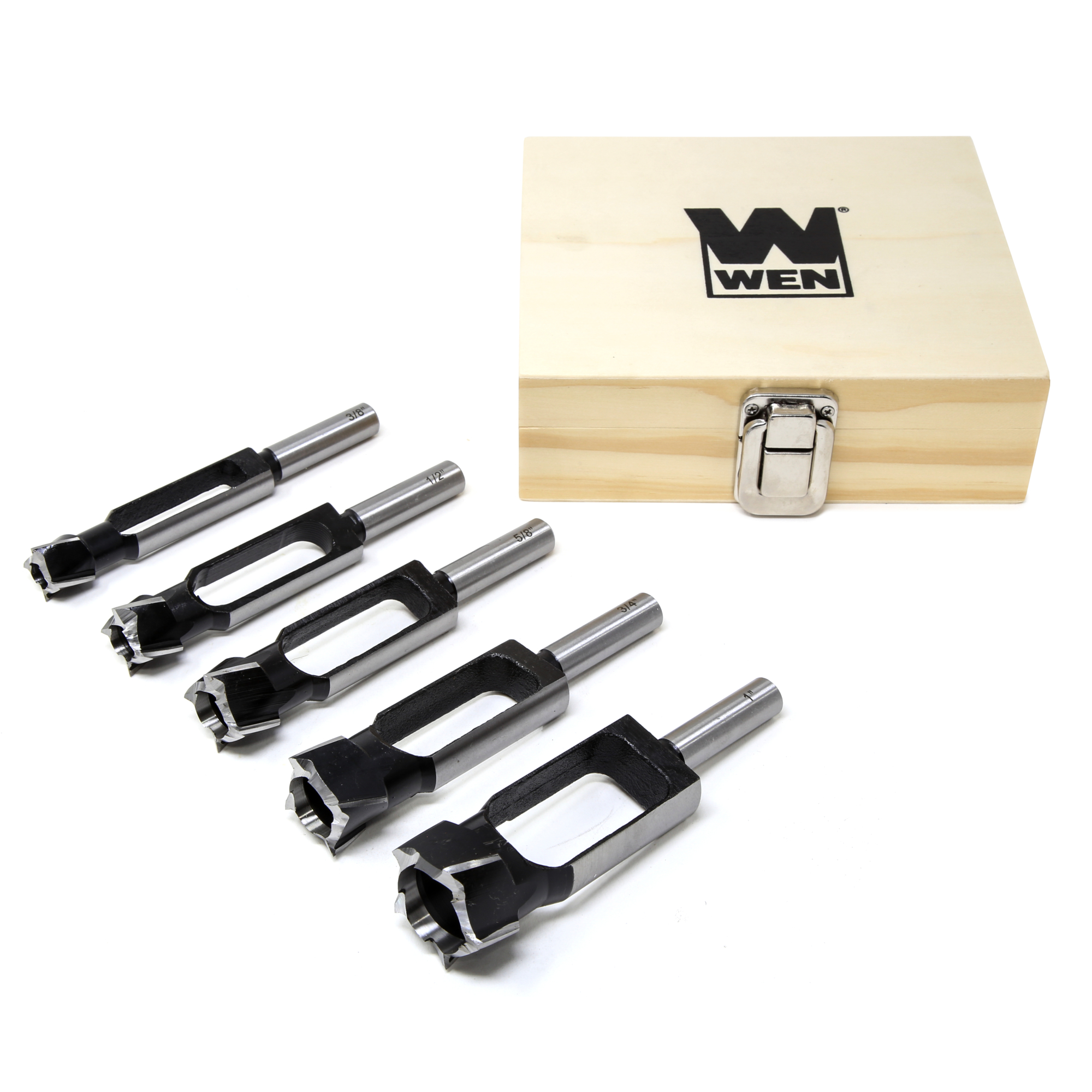 WEN Tenon and Deep Plug Cutter Drill Bit Set - 5-Piece, 3/8in. to 1in. Diameter, Alloy Steel, Model# DB051T